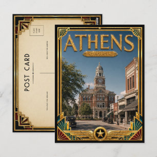 Cartão Postal Athens Geórgia Arte Deco Vintage Era de Ouro