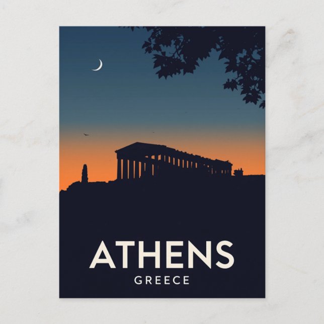 Cartão Postal Athens Greece Parthenon Silhouette (Frente)