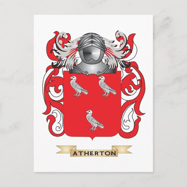 Cartão Postal Atherton Casaco de Braços (Crest Familiar) (Frente)
