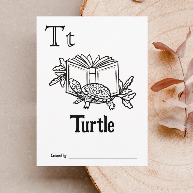 Cartão Postal Atividade de Chá de fraldas de Coloração ABC Anima (Letter T - Color Your Own Baby's First ABC's Keepsake Cards)