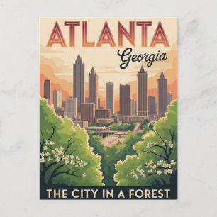 Cartão Postal Atlanta Geórgia A Cidade numa Floresta