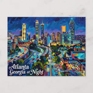 Cartão Postal Atlanta Geórgia à Noite