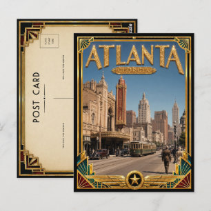 Cartão Postal Atlanta Geórgia Arte Deco Vintage Idade Dourada