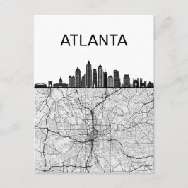 Cartão Postal Atlanta Georgia City Skyline Com Mapa