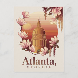 Cartão Postal Atlanta Geórgia Cúpula Flor de Algodão Viagem