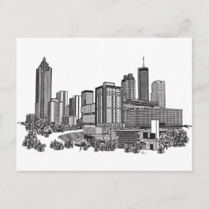 Cartão Postal Atlanta Georgia Skyline Art