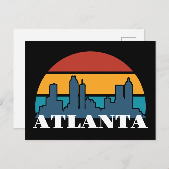 Cartão Postal Atlanta Georgia Vintage Sunset Cityscape (Frente/Verso)