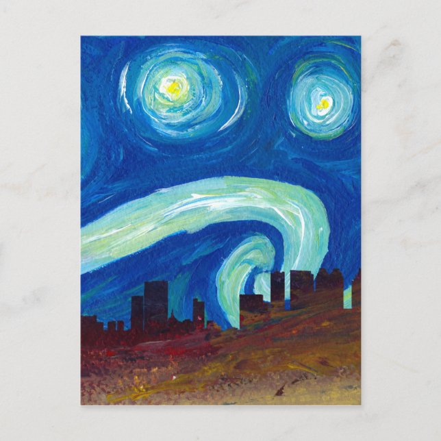Cartão Postal Atlanta Skyline Silhouette com Starry Night (Frente)