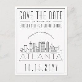 Cartão Postal Atlanta Wedding | Skyline Estilizado Salvar a Data