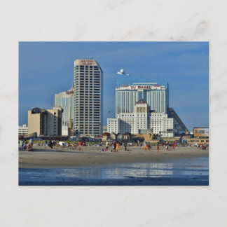 Cartão Postal Atlantic City Beach Com Casino