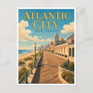 Cartão Postal Atlantic City New Jersey Boardwalk GeoSaga