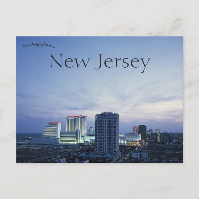 Cartão Postal Atlantic City New Jersey Skyline (Frente)