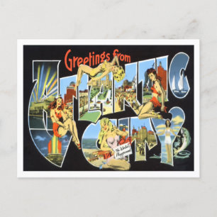 Cartão Postal Atlantic City, New Jersey Vintage Big Letters