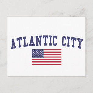 Cartão Postal Atlantic City USA Flag