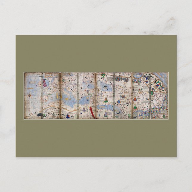 Cartão Postal Atlas Catalão do Painel 8 por Abraham Cresques (13 (Frente)