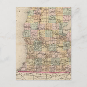Cartão Postal Atlas do Estado de Michigan Mapa