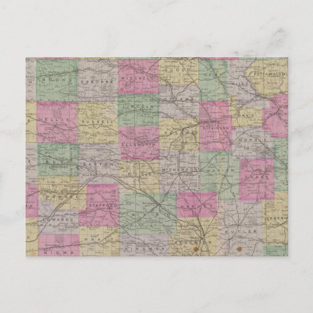 Cartão Postal Atlas Oficial do Estado Topográfico do Kansas (Frente)