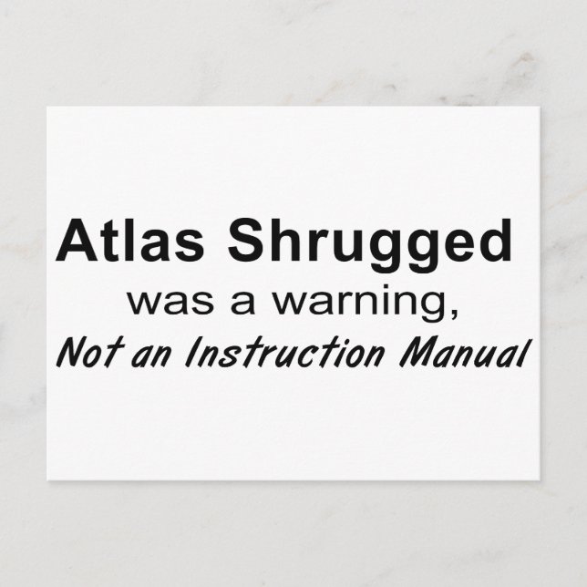 Cartão Postal Atlas Shrugged Warning (Frente)
