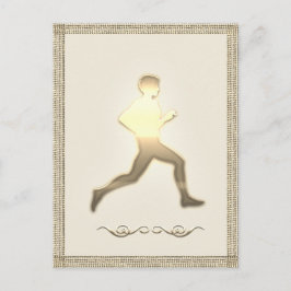 Cartão Postal Atletismo Esportivo Dourado Maratonista Corredor C