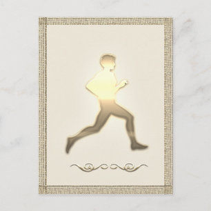 Cartão Postal Atletismo Esportivo Dourado Maratonista Corredor C