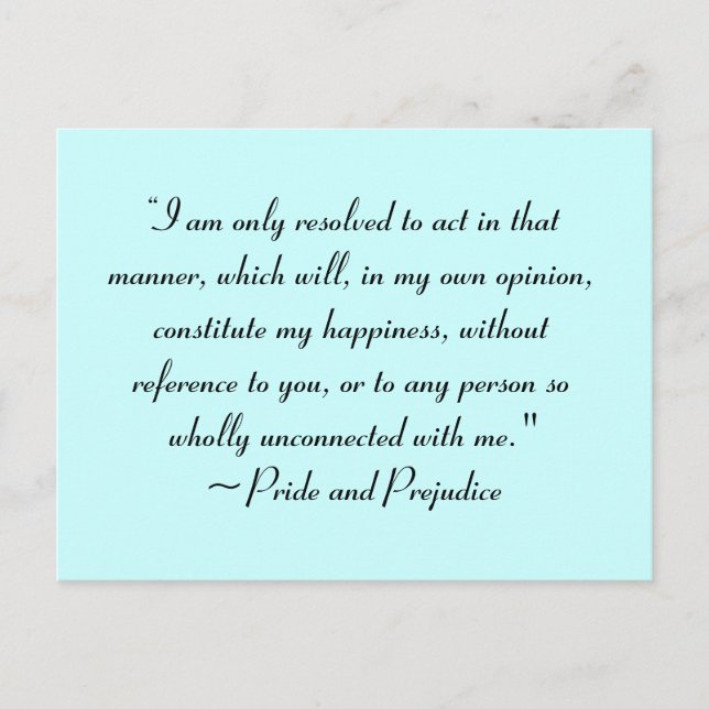Cartão Postal Ato de forma a constituir a felicidade Jane Austen (Frente)