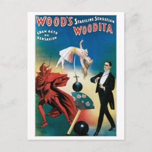 Cartão Postal Ato mágico do vintage do mágico de Woodita do ~ da