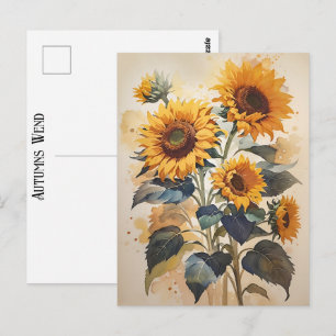 Cartão Postal Atoleiros de Aquarela de Girassóis Wend Arte Atemp