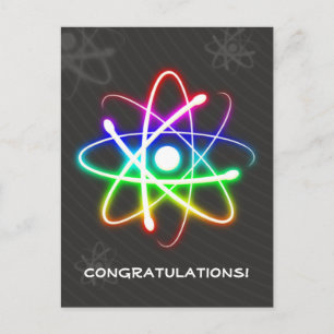 Cartão Postal Atom brilhante colorido Saudações