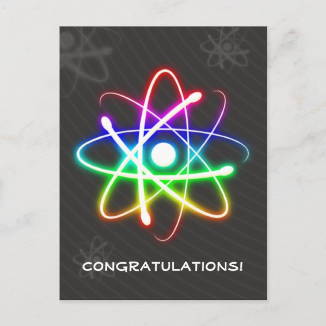 Cartão Postal Atom brilhante colorido | Saudações (Frente)