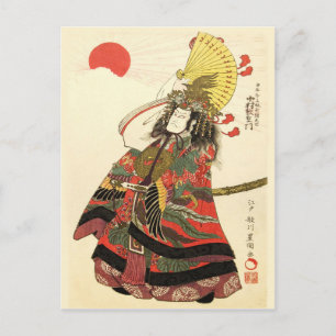 Cartão Postal Ator Japonês como Líder Militar Samurai