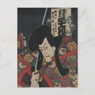 Cartão Postal Ator japonês Ukiyo-e Samurai Kabuki por Kunisada