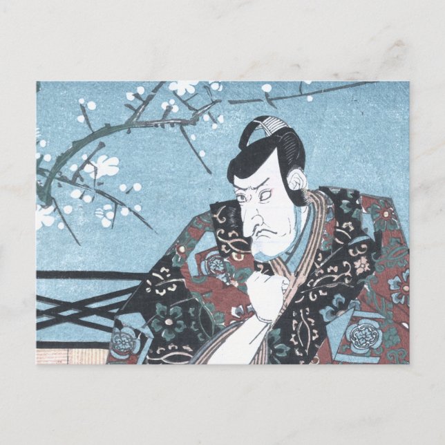 Cartão Postal Ator japonês Ukiyo-e Winter Kabuki por Kunisada (Frente)