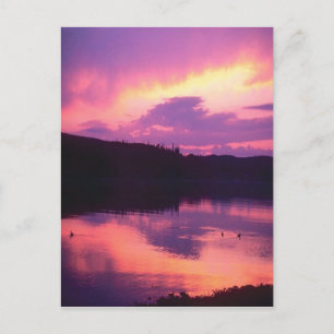Cartão Postal Atordoamento, nascer do sol roxo refletido na águ