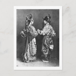Cartão Postal Atores chineses atrás, c.1870 (foto b/w)