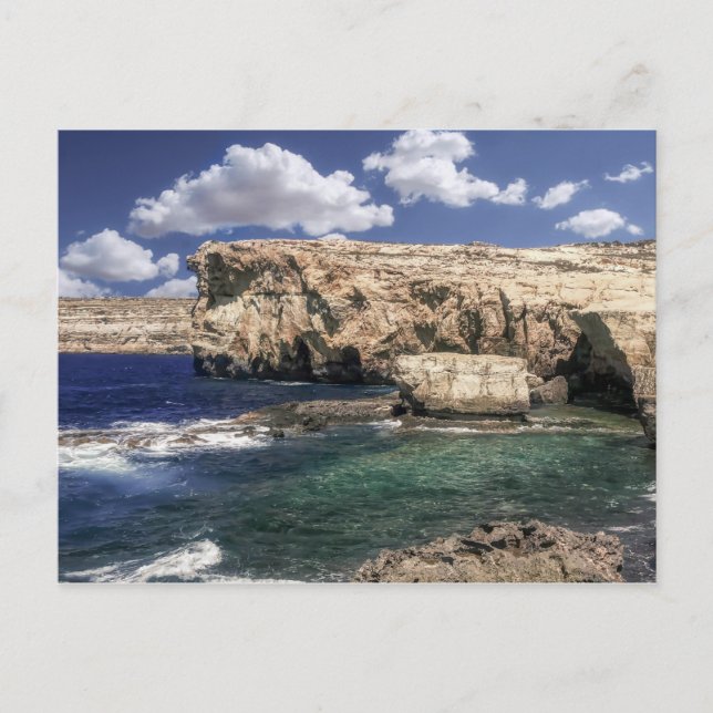 Cartão Postal Atração Da Janela Do Azure Em Gozo Island (Frente)