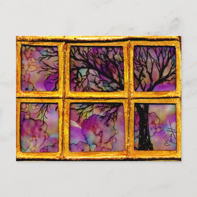 Cartão Postal Através da Minha Janela - Árvore em Plano de Fundo (Frente)