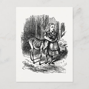 Cartão Postal Através do espelho - Alice e a Fawn