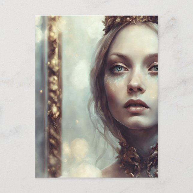 Cartão Postal Através do Ouro Mirror Alice Postcard (Frente)