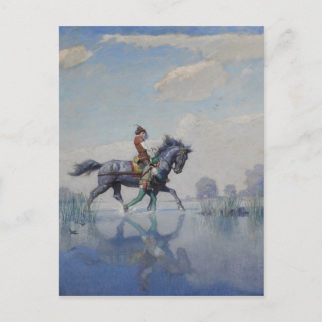 Cartão Postal Atravessando a Fena, c. 1916 por N.C. Wyeth (Frente)