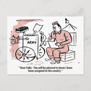 Cartão Postal Atribuído ao Calvário, Humor do Exército, Vintage