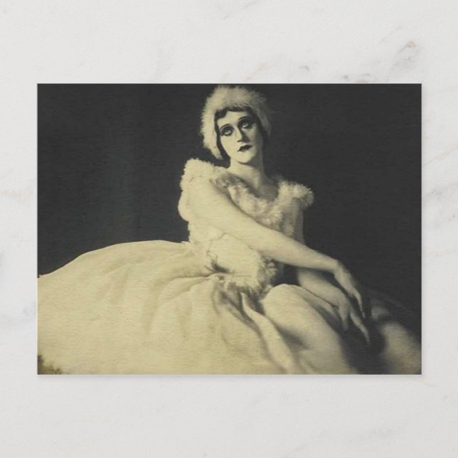 Cartão Postal atriz na placa de posto da unidade de  de bailarin (Frente)