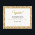Cartão Postal Atualização de Abertura Geral Cancelada Glitter Do<br><div class="desc">Precisa adiar ou cancelar seu evento? Envie este cartão postal para informar os seus convidados sobre a alteração nos planos e guardar a nova data agendada. O elegante design é acentuado com uma falsa borda de ouro.</div>