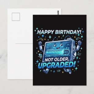 Cartão Postal Atualização de Aniversário de Robô Engraçado