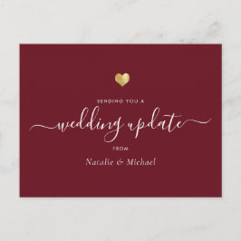 Cartão Postal Atualização de casamento Script Elegante Dourado H