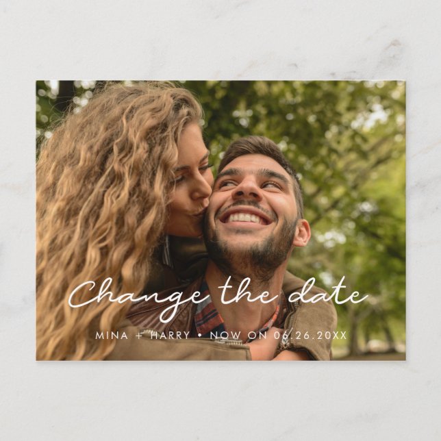 Cartão Postal Atualização simples do casamento Alterar a data (Frente)