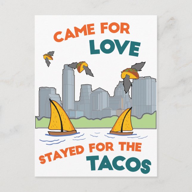 Cartão Postal ATX: Veio por amor/ficou para os Tacos (Frente)