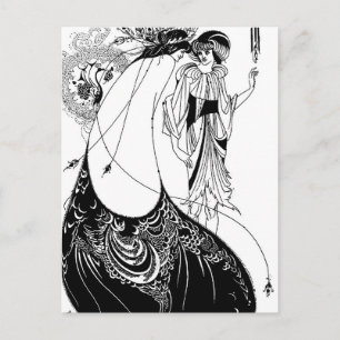 Cartão Postal Aubrey Beardsley A Saia do Pavão Art Nouveau