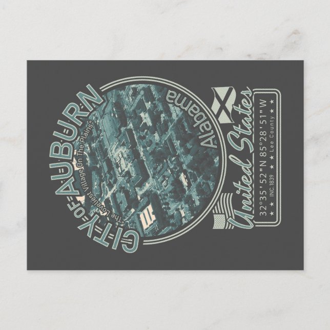 CARTÃO POSTAL AUBURN ALABAMA - ALABAMA CITYSCAPE BIRDS VISUALIZA (Frente)