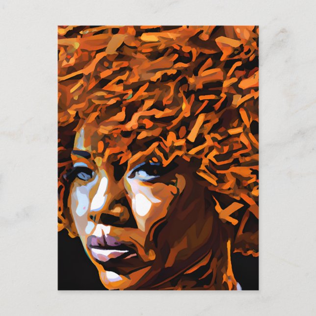Cartão Postal Auburn Queen Orange Brown Hair Black Melanin Afro (Frente)