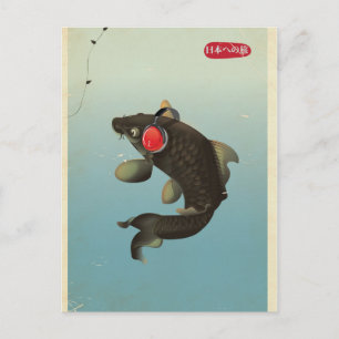 Cartão Postal Áudio Koi Vintage